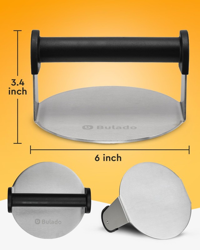 Burger Press, 6'' Round Burger Smasher for Griddle with Heat-Resistant Handle... gallery