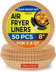 Air Fryer Liners Disposable – 50 PCS 8 Inch 8inch Round, Natural