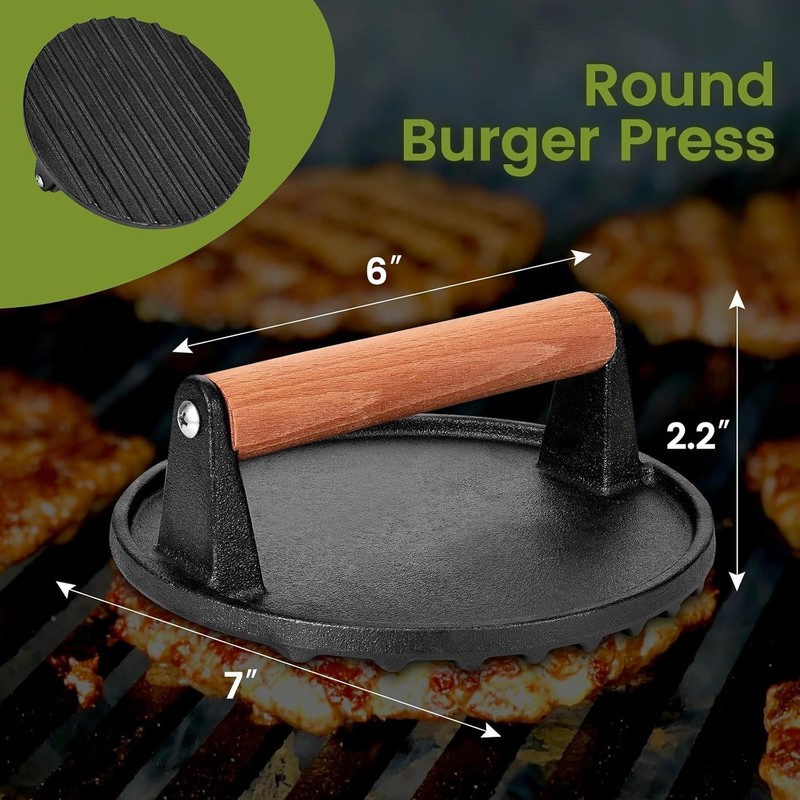 Professional Cast Iron Smash Burger Press - Juicy & Crispy Grilling Essential gallery