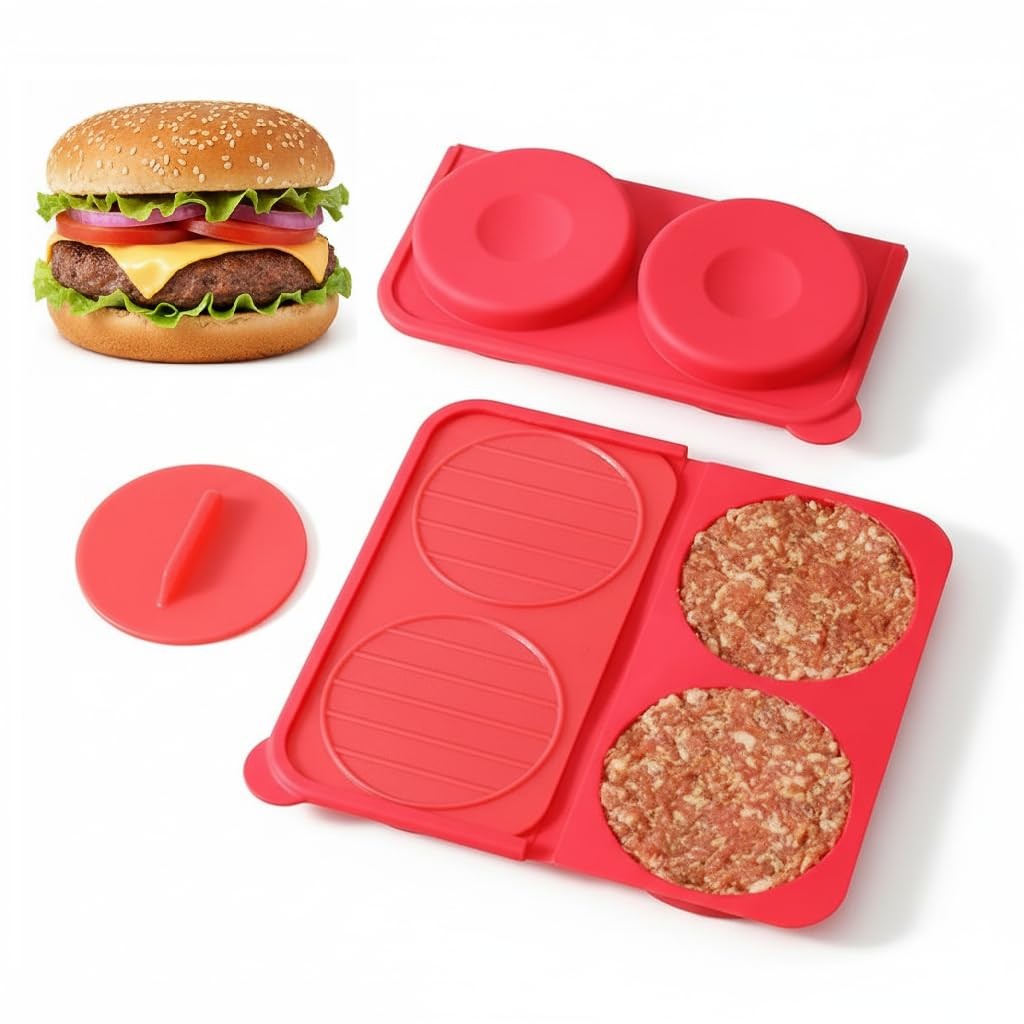 4 Patty Burger Press Silicone Hamburger Maker 4.5 Inch Meat Press BBQ Kitchen gallery