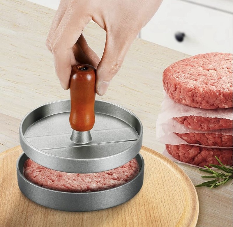 Hamburger Patty Maker Press Aluminum Wood Handle Burger/Crab Cake/Apps Mold NEW gallery