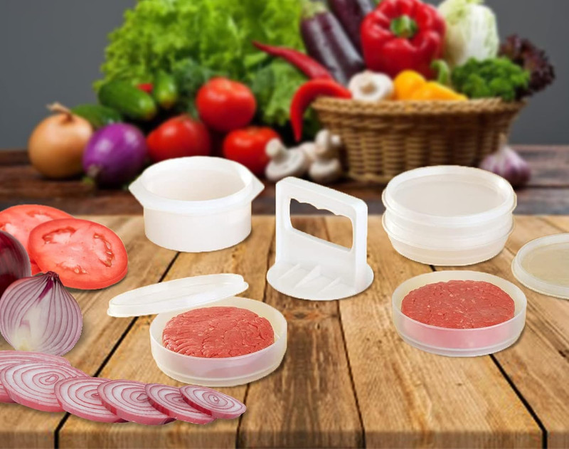10Pc Hamburger Press Patty Maker Mold With Stackable Freezer Storage Containers gallery