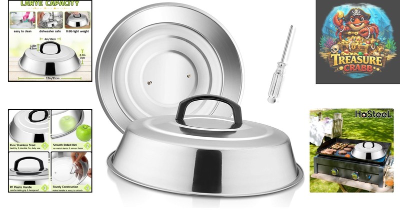 Cheese Melting Dome Set of 2 - 12 Inch Stainless Steel BBQ Grilling Accessory gallery