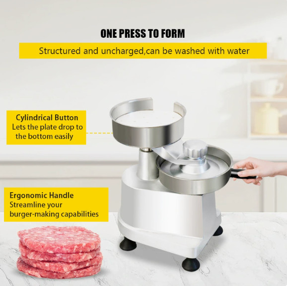 3 in 1 Manual Burger Press Stainless Steel Bowl Aluminum Body Beef Patty Maker gallery