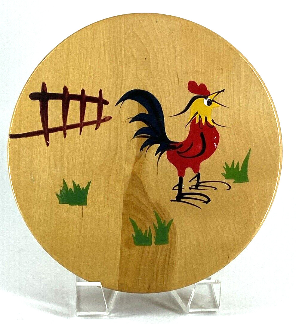 Vintage Hamburger Burger Press Rooster Hinged Wood Lid Mid Century 4 3/4" Burger gallery