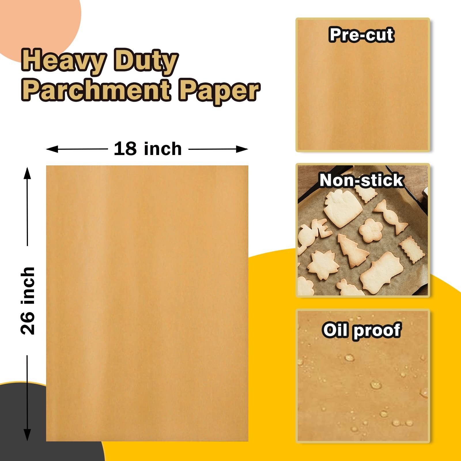 Katbite 200Pcs 18x26 inches Parchment Paper Sheets, 18"x26"-200, 18"x26"-200 gallery