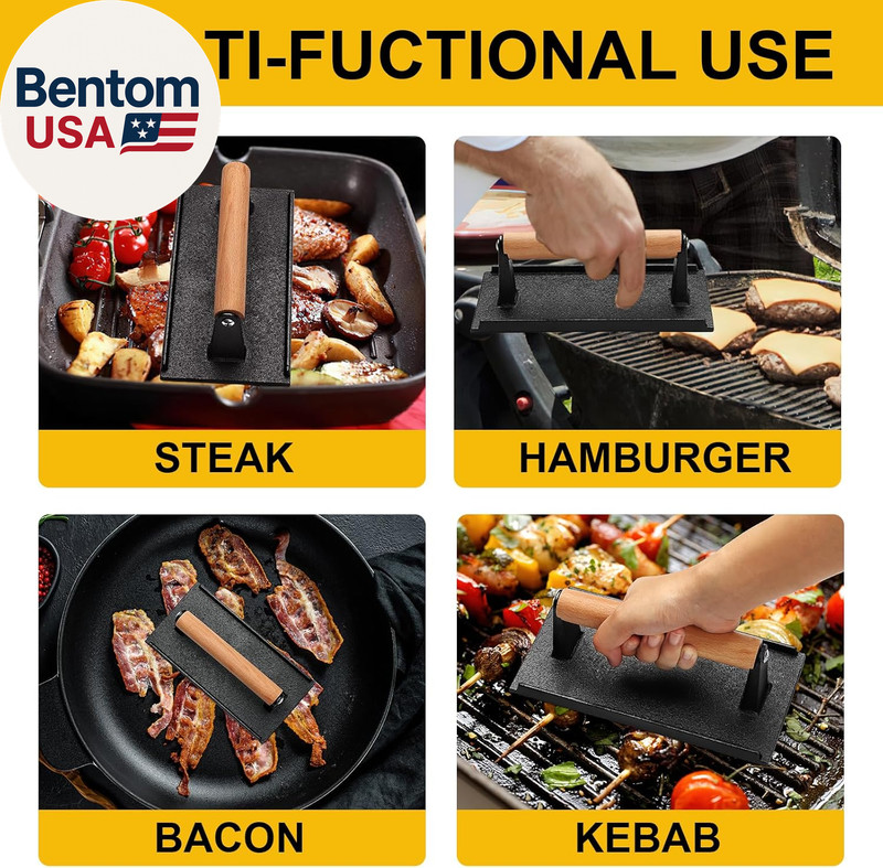 Burger Press, Smash Burger Press for Blackstone Griddle, Heavy Duty Cast Iron Re gallery
