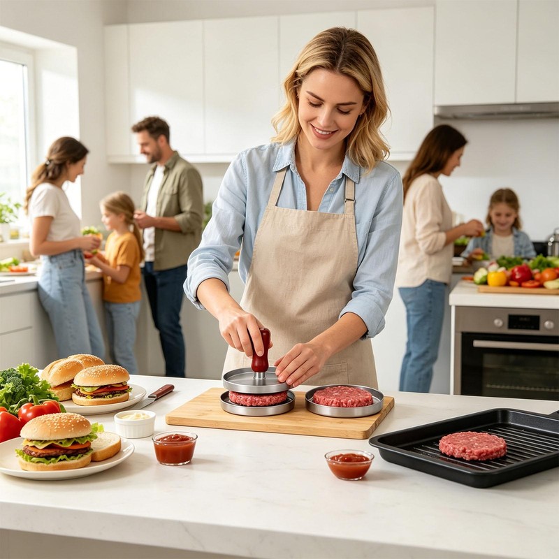 Hamburger Patty Maker Grill Press Large Round Burger Metal Mould Cooking Tool gallery