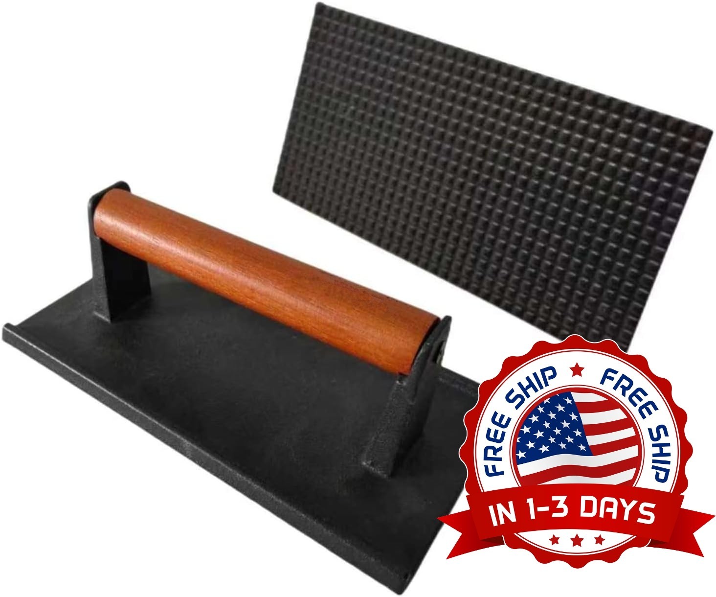 Prensa Para Tocino De 8.3"×4.3" Prensa Para Parrilla Hierro Fundido 2 PCS NUEVO. gallery