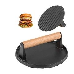 Cast Iron Grill Press with Ribbed Base, 2LB 7 Inch 7″ x 6″ x 2.2″, Black