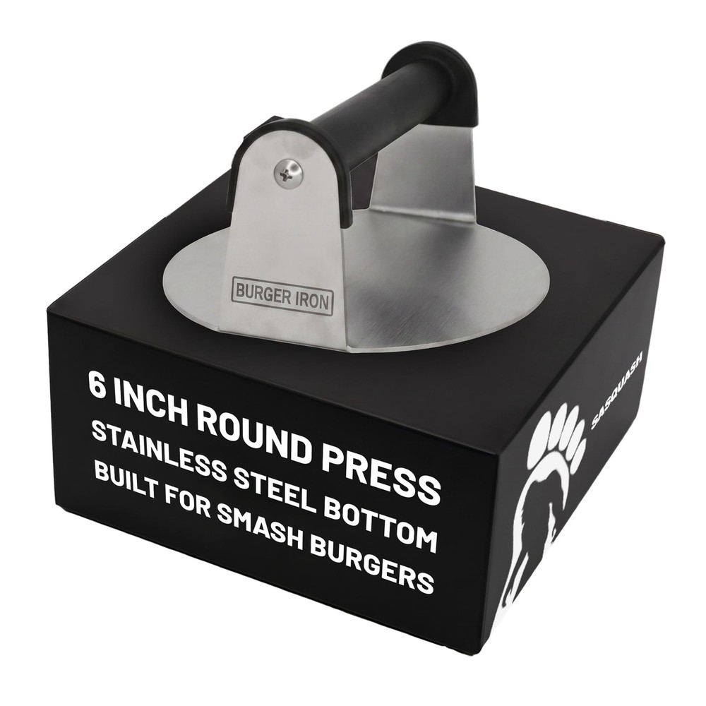 Sasquash Smash Burger Press, Heavy Duty Welded Meat Press Round, 6 Inch Stain...
