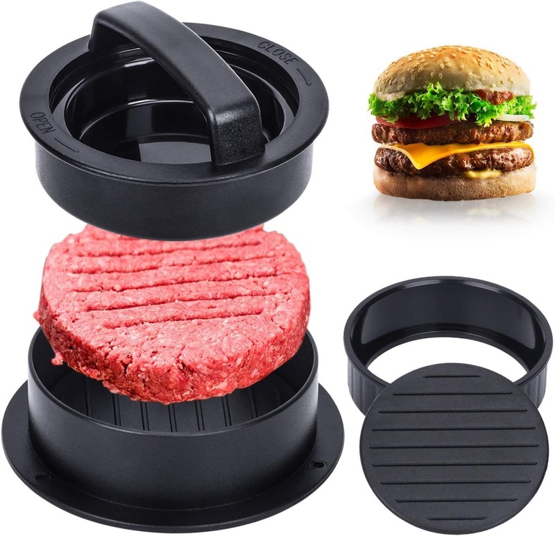 Kitchen Burger Press 3-in-1 Patty Maker Non-Stick Sliders w/ 100 Parchment gallery