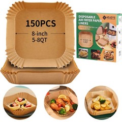 Air Fryer Liners Disposable Paper, 150 PCS Non-stick Parchment Square, Wooden