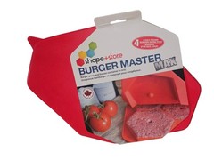 Shape+Store Burger Master Max Red Large Burger Press Freezer Tray Mold BPA Free