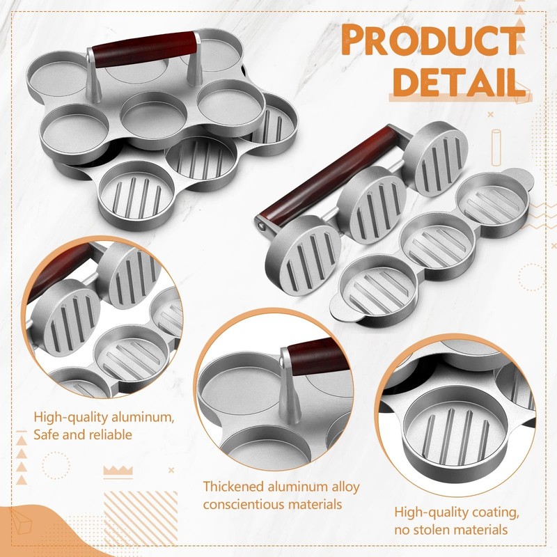2 Burger Press Patty Maker Mini Meat Sausage Press 6 Slot and 3 Slot Patty Ma gallery