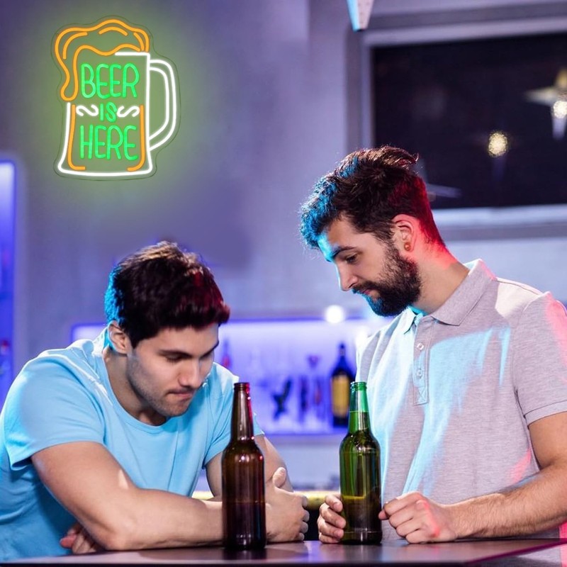 Beer Is Here Neon Sign for Wall Decor Bar Neon Light Beer Led Neon Signs Colo... gallery