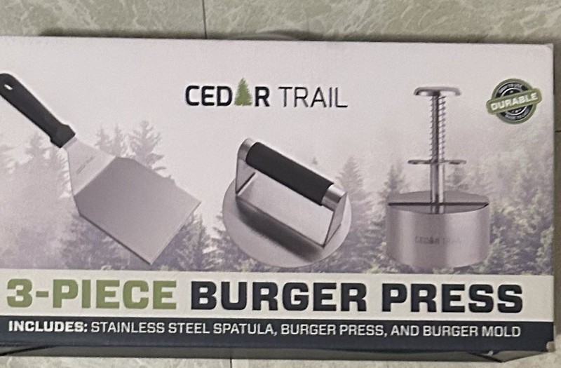 3- Piece Stainless Steel Burger Press By Cedar Trail New In Box gallery