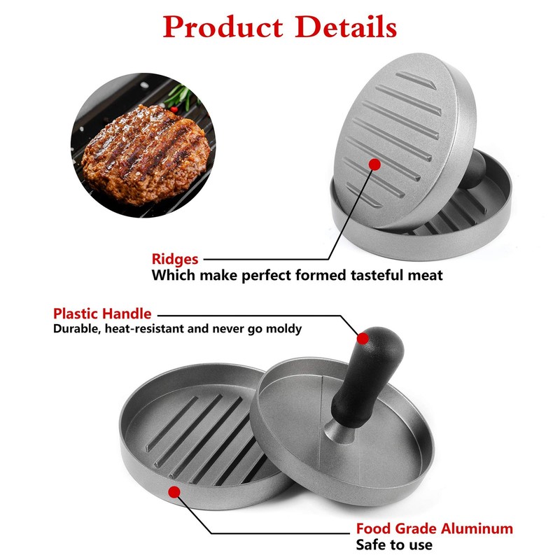 BUDOBEG Hamburger Press Patty Maker with 100 Patty Papers 20 PCS Plastic Glov... gallery