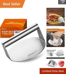 5.5-Inch Easy-Clean Stainless Steel Burger Smasher – Elevate Your Grilling Game