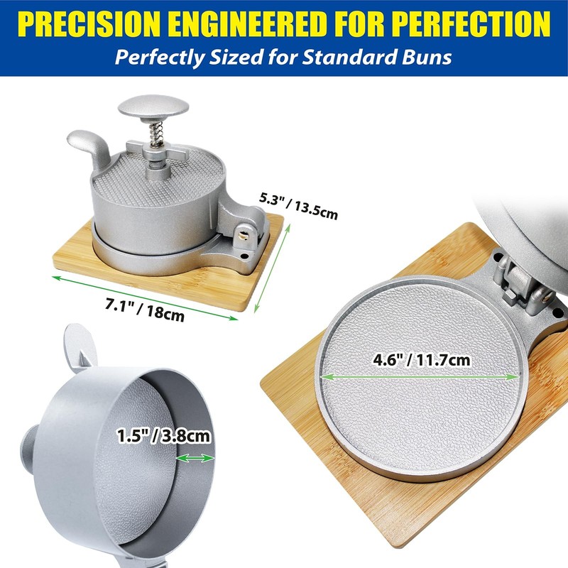 Heavy Duty Hamburger Press Patty Maker, Adjustable 1/4 to 3/4 lb Meat Mold, D... gallery