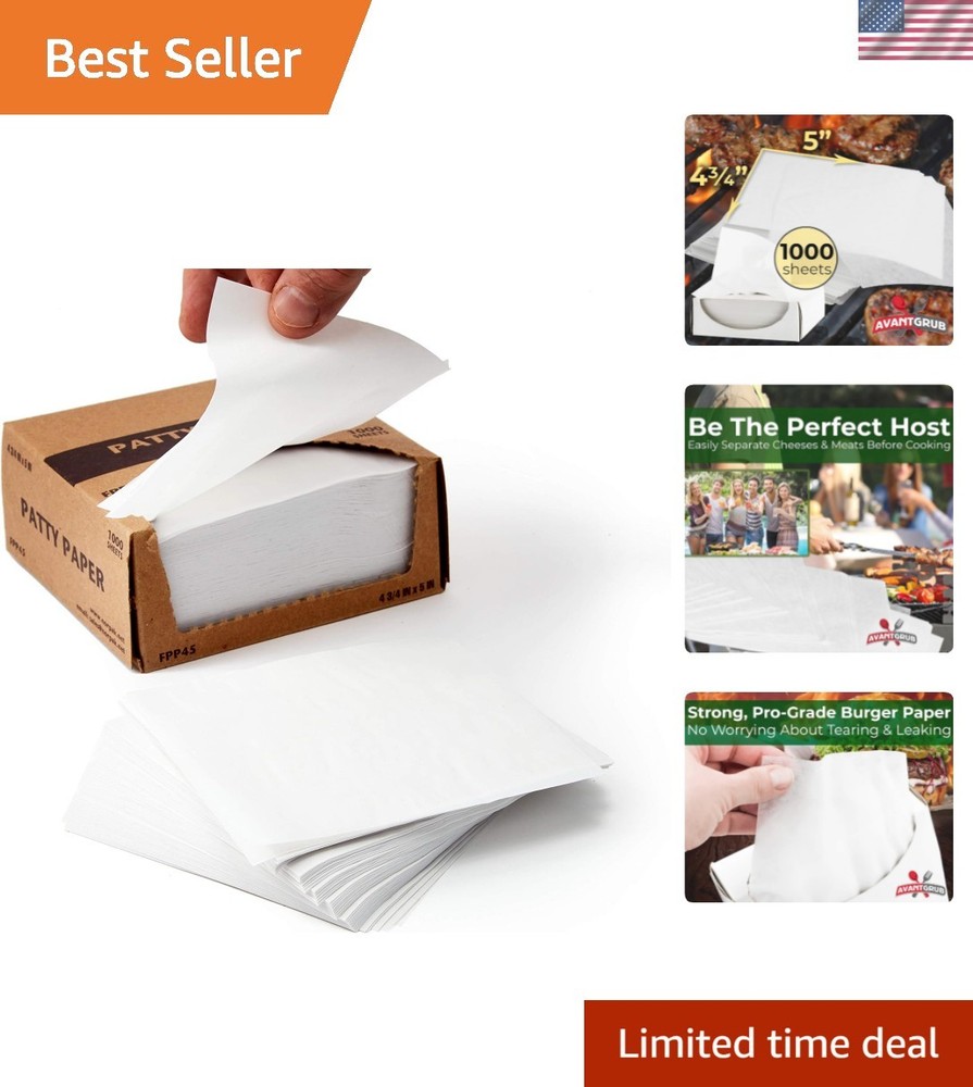 Restaurant-Grade Hamburger Patty Paper 1000 Pack - HAMBURGER MEAT NOT INCL. N...