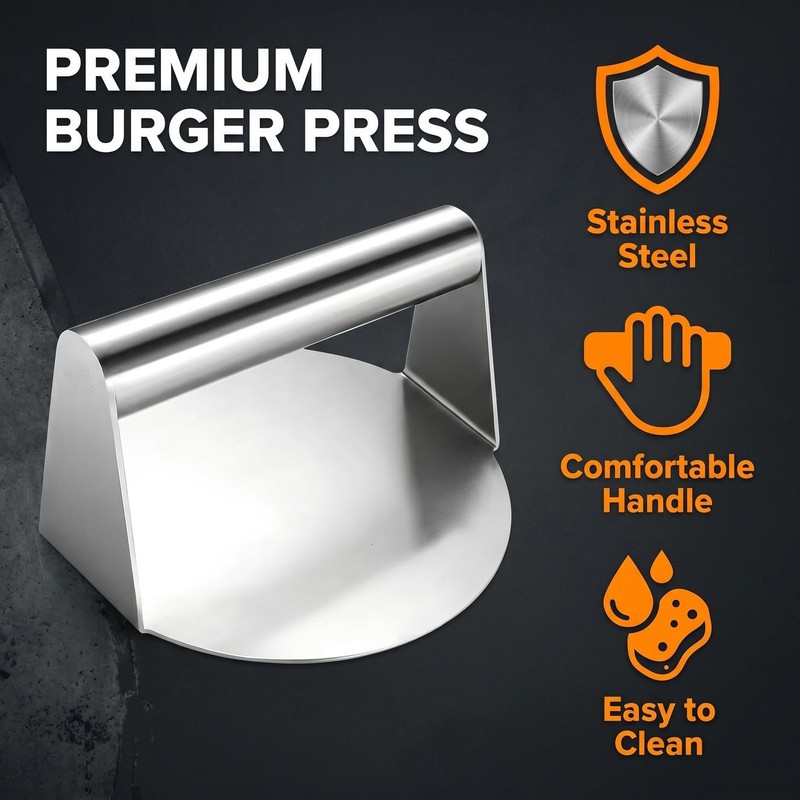 Stainless Steel Smash Burger Press, 5.5 Inch Manual Burger Smasher with Handl... gallery