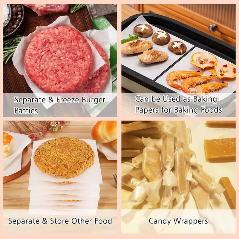 Parchment Paper Squares for Burger Press, Set of 300, 6 X 6 Inch Hamburger Patty gallery