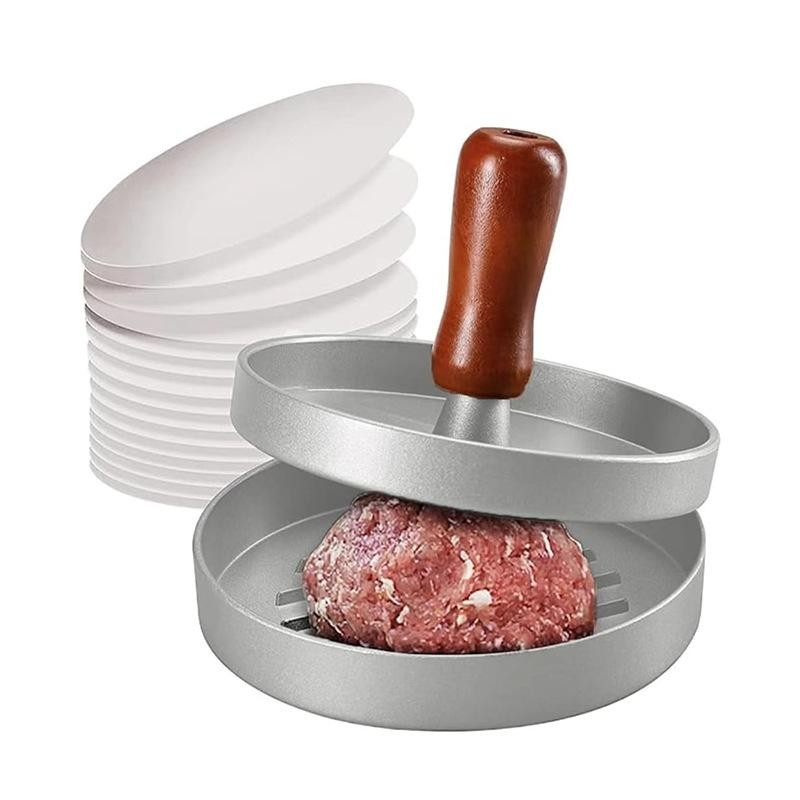 Burger Press Non-stick Hamburger Patty Maker with Wax Paper Aluminum Burger Make gallery