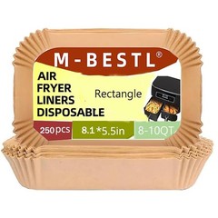 M-bestl 250 Pcs Air Fryer Liners Disposable,Food Grade Rectangle-250pcs, Wood