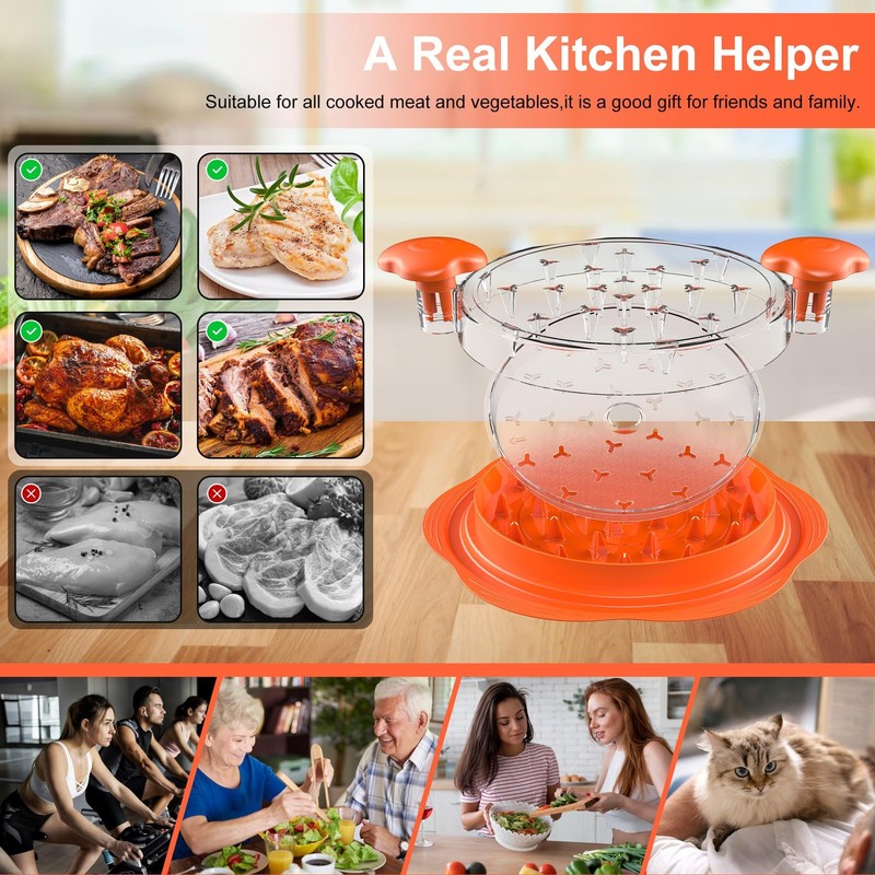 Chicken Shredder with Removable Plate - Manual Meat Large, Orange gallery