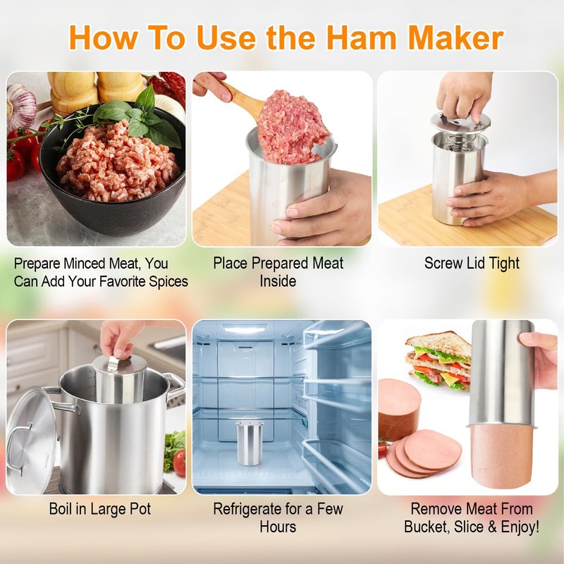 Joyeee Lunch Meat Press Mold for Deli Meats, 304 Stainless Steel Ham Press Ma... gallery
