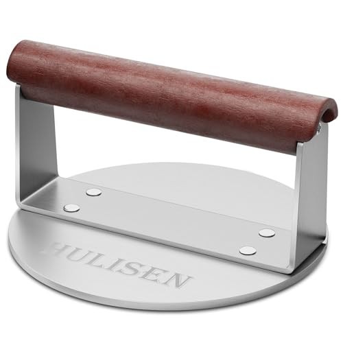 Stainless Steel Burger Smasher Press - 6" Heavy-Duty Grill Tool with Wood Handle gallery