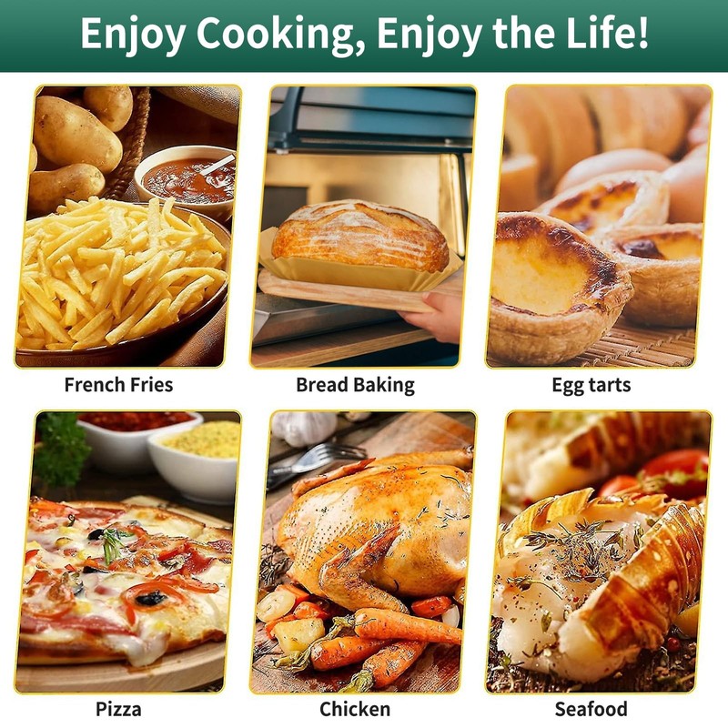 Air Fryer Liners Disposable Paper, 150 PCS Non-stick Parchment Square, Wooden gallery