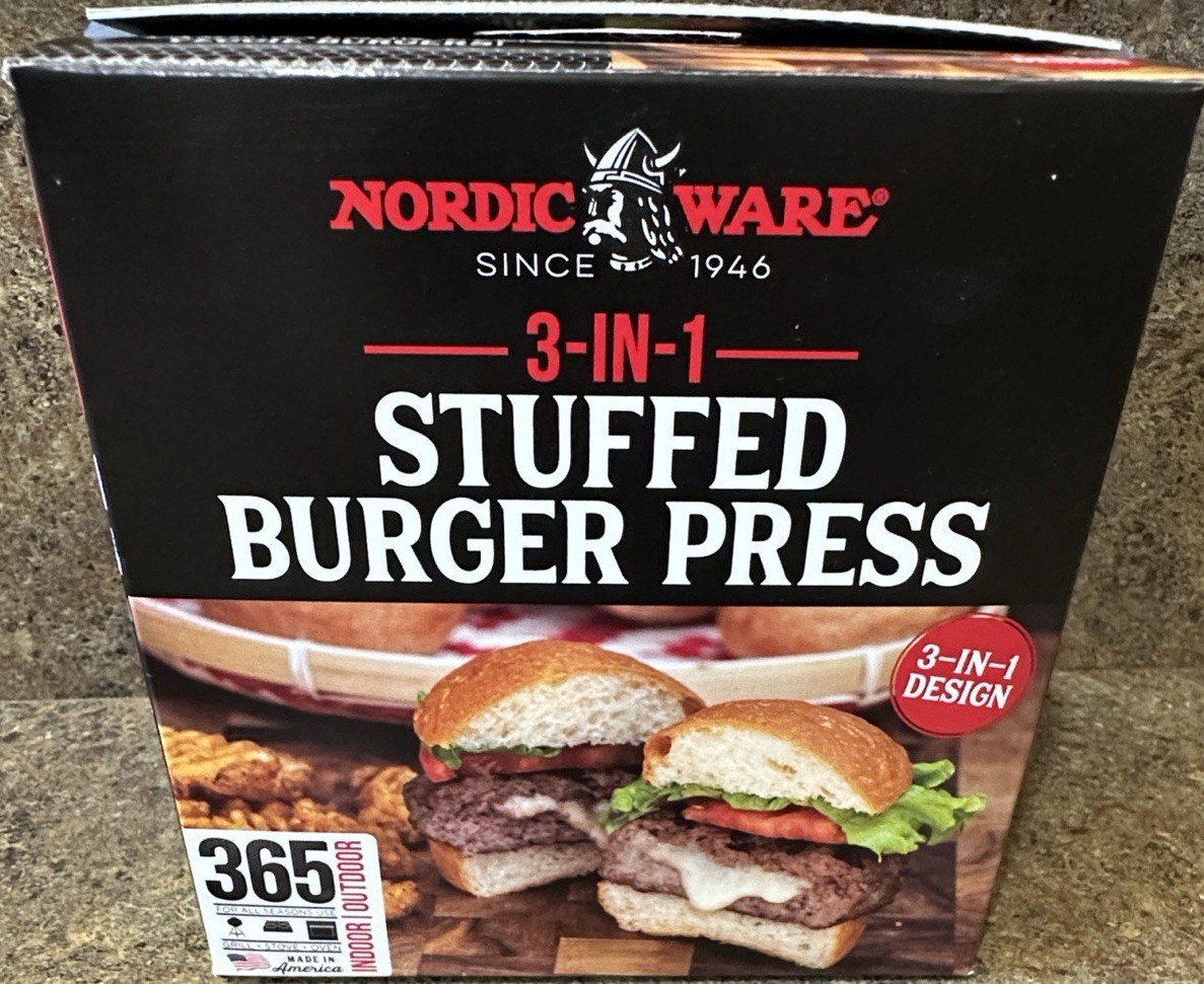 Nordic Ware 3-in-1 Stuffed Burger Press Dishwasher Safe Plastic Brown 5.3" gallery