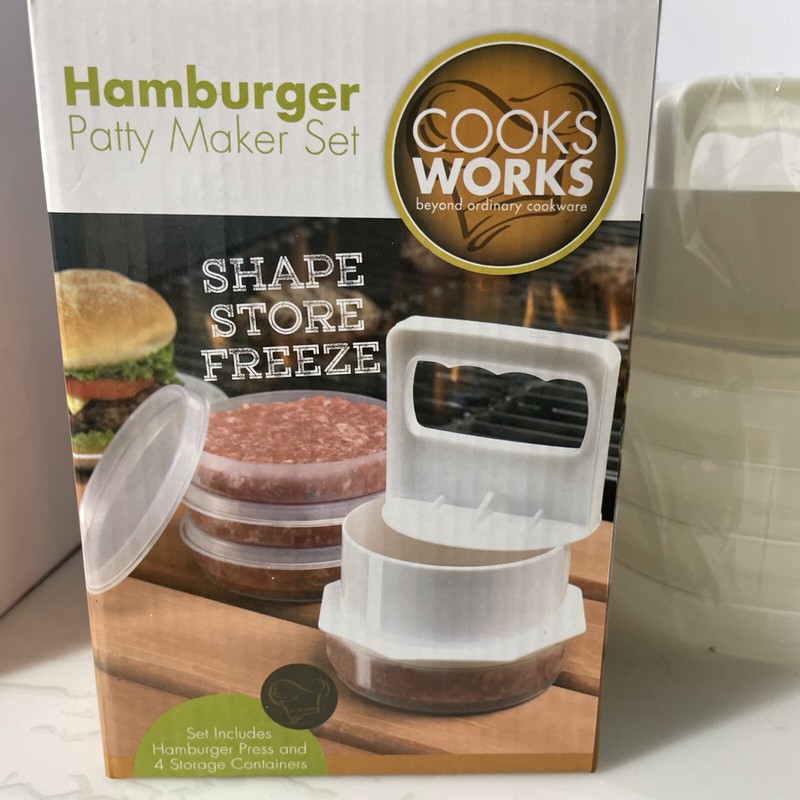 cooks Works 4 Hamburger Patty Maker BPA FREE Dishwasher Safe Easy Shape & Store gallery