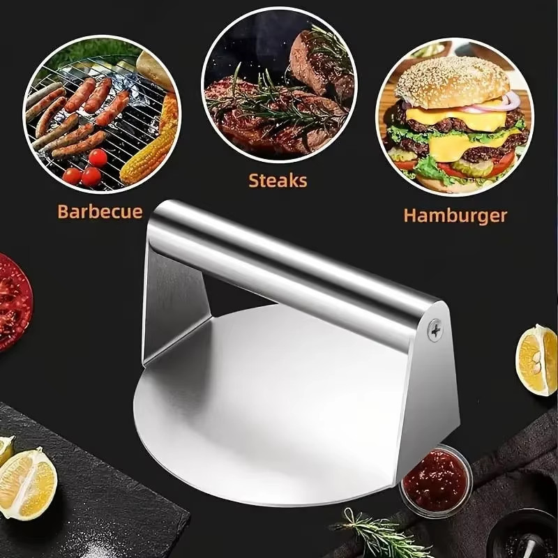 Stainless Steel Smash Burger Press Hamburger Patties Meat Masher Circular Meat P gallery