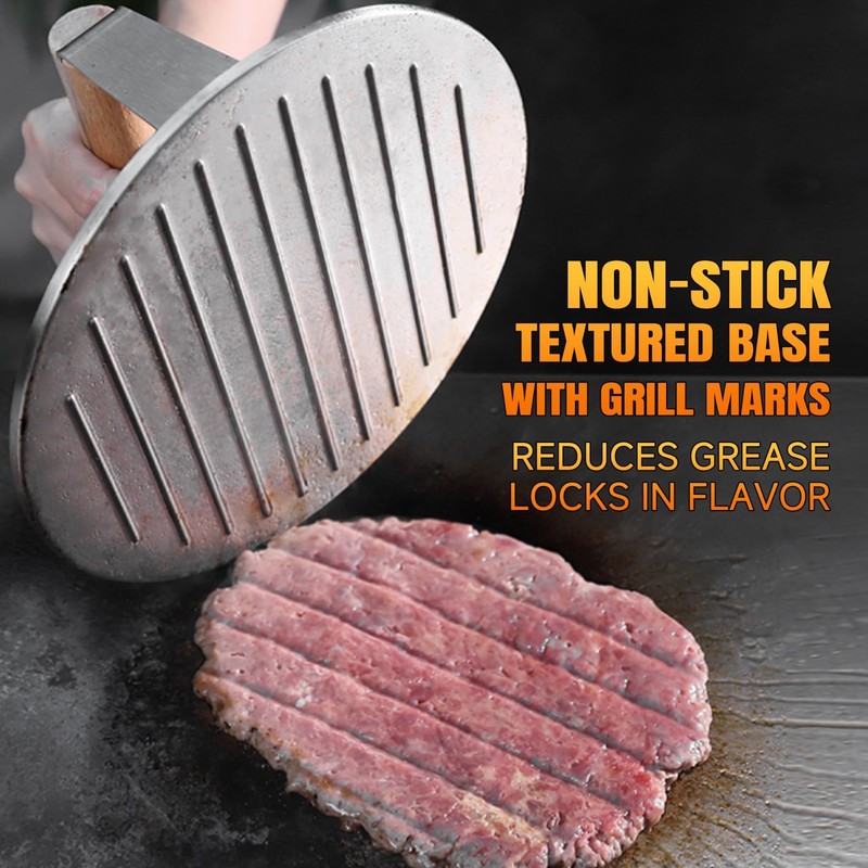 Extra-Large 8.5-Inch Burger Press - Heavy Duty Stainless Steel, Easy Clean, Perf gallery