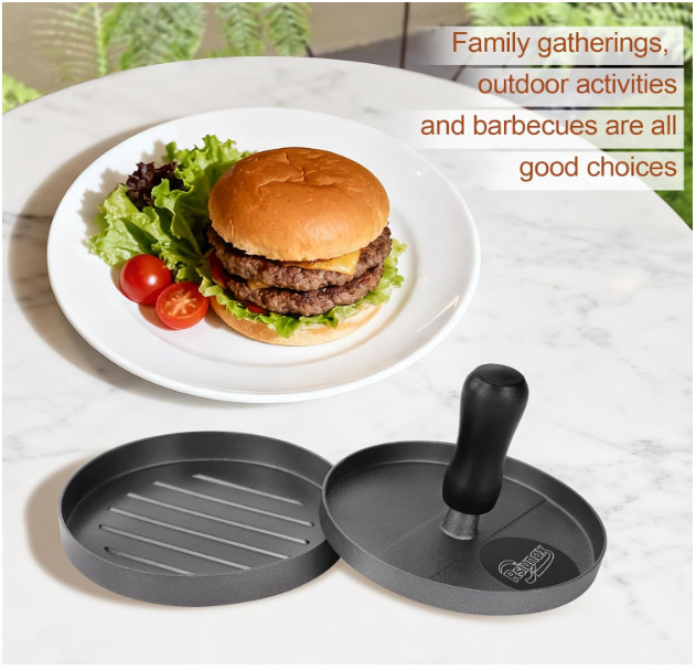 Molde para hamburguesas de aluminio antiadherente con 100 papeles para parrilla gallery