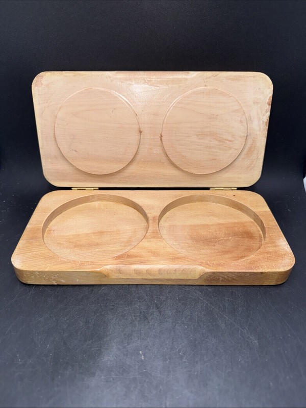 Vintage MCM Japanese Wooden Double Hamburger Press Rooster gallery
