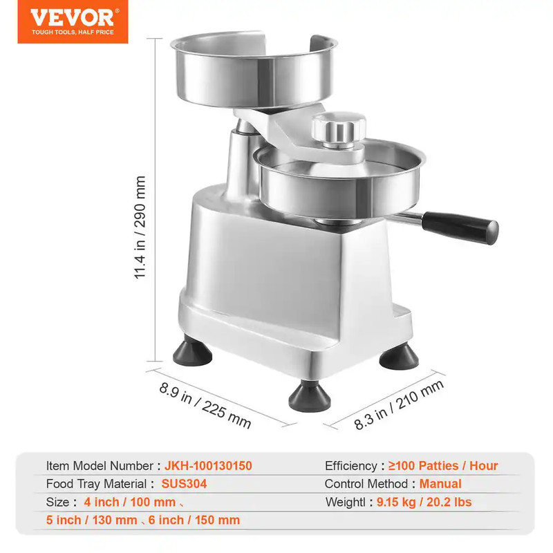 Commercial Burger Patty Maker Hamburger Beef Patty Maker with 3 Convertible Mold gallery