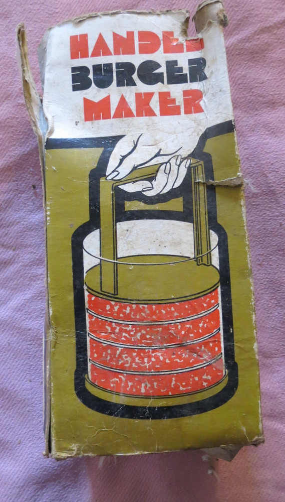 Vintage Burger Maker/Press w/Storage Container Hamburger Patty Maker 3# Capacity