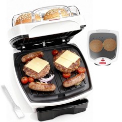 SugarWhisk 2 In 1 Hamburger Grill Maker, Electric Indoor Grill and Panini Pre…