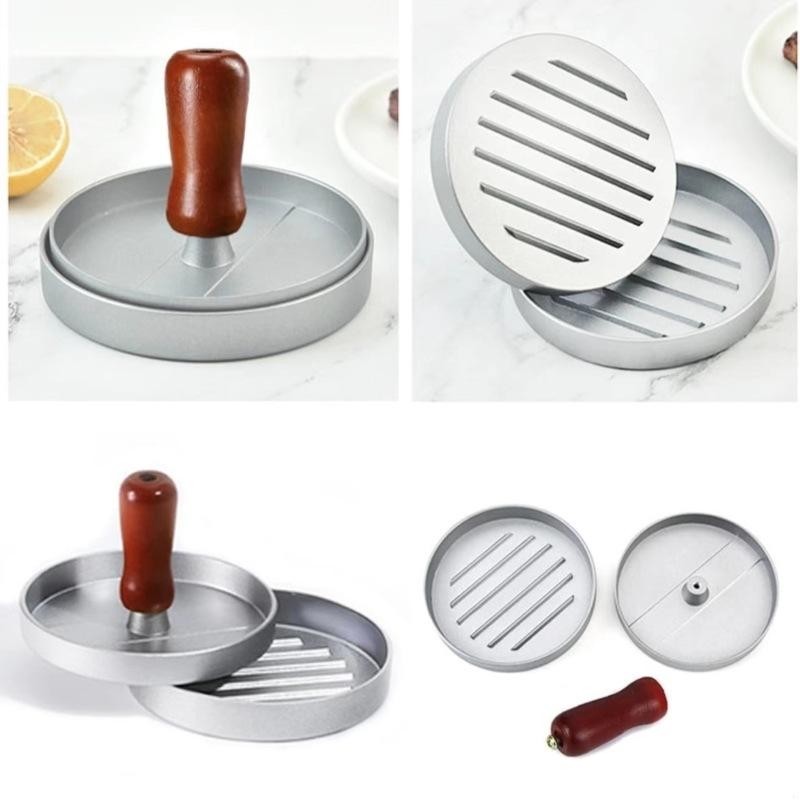 Black Burger Press Non-stick Hamburger Patty Maker with Wax Paper Aluminum gallery