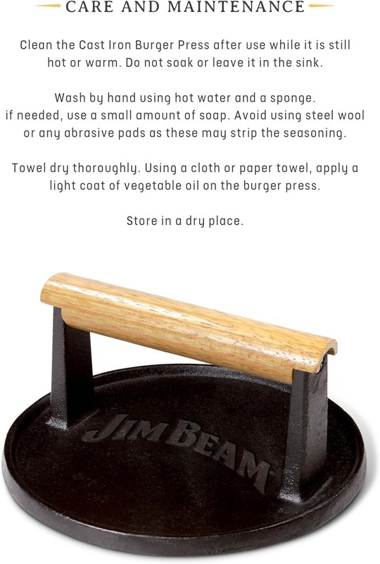 Jim Beam JB0158 Black Cast Iron Burger Press - 7'' gallery