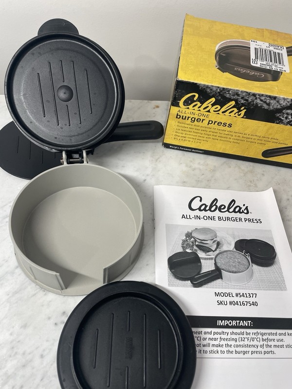Cabela’s All-In-One Burger Press Cast Aluminum Patty Maker w/ Box gallery