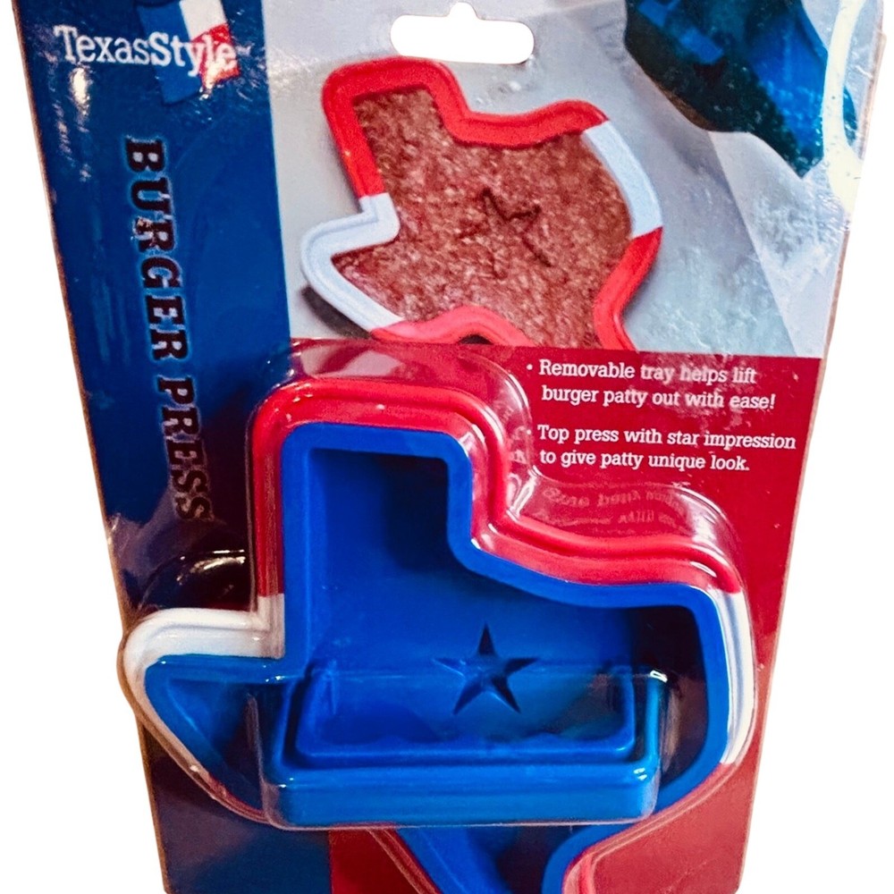 TexasStyle Burger Press OS Red White Blue New Texas Shaped Patty Maker NWT