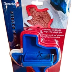 TexasStyle Burger Press OS Red White Blue New Texas Shaped Patty Maker NWT