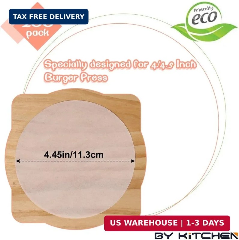 Burger Patty Paper Rounds for 4/4.5 Inch Burger Press, 200pcs 4.5inch Baking Par gallery