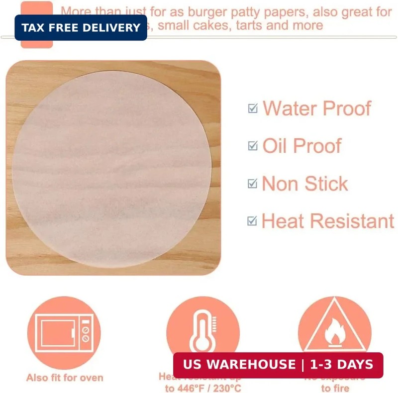 Burger Patty Paper Rounds for 4/4.5 Inch Burger Press, 200pcs 4.5inch Baking Par gallery