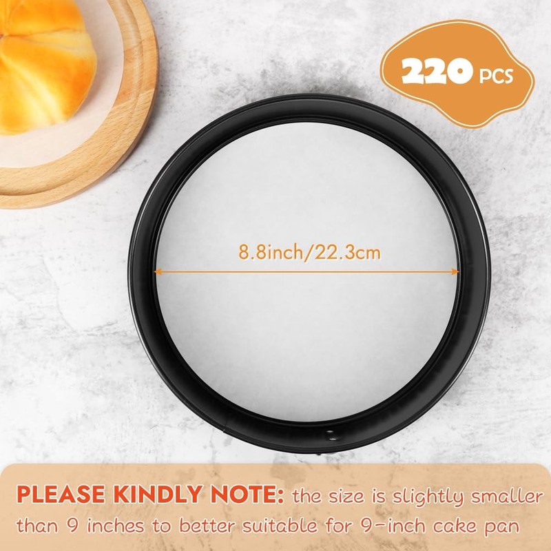 BYKITCHEN Parchment Paper Rounds, Set of 220, Non Stick 9 Inch 9 INCH, White gallery